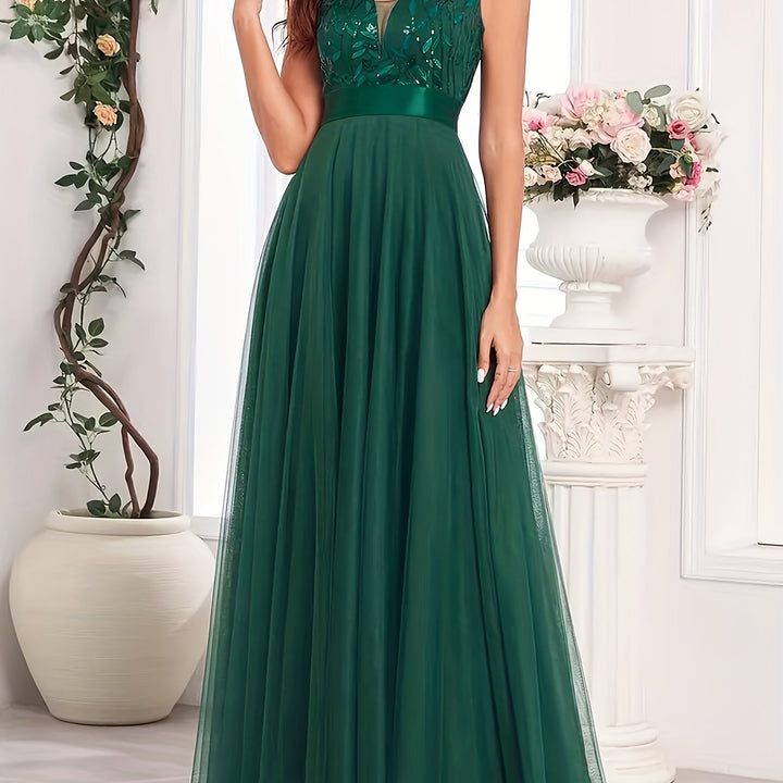 Elegant Embroidered Sequin Maxi Dress for Women – view 14