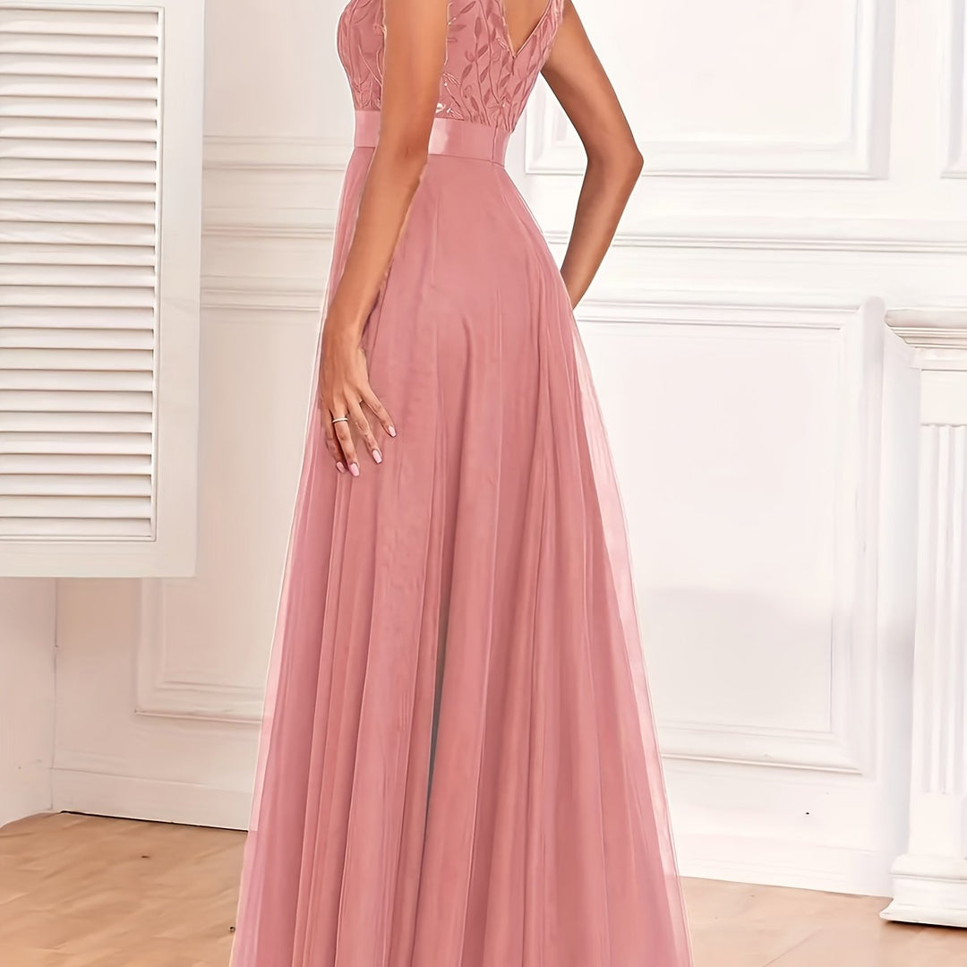 Elegant Embroidered Sequin Maxi Dress for Women – view 15