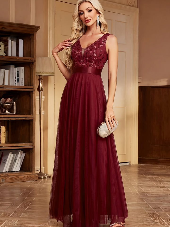 Elegant Embroidered Sequin Maxi Dress for Women – view 7