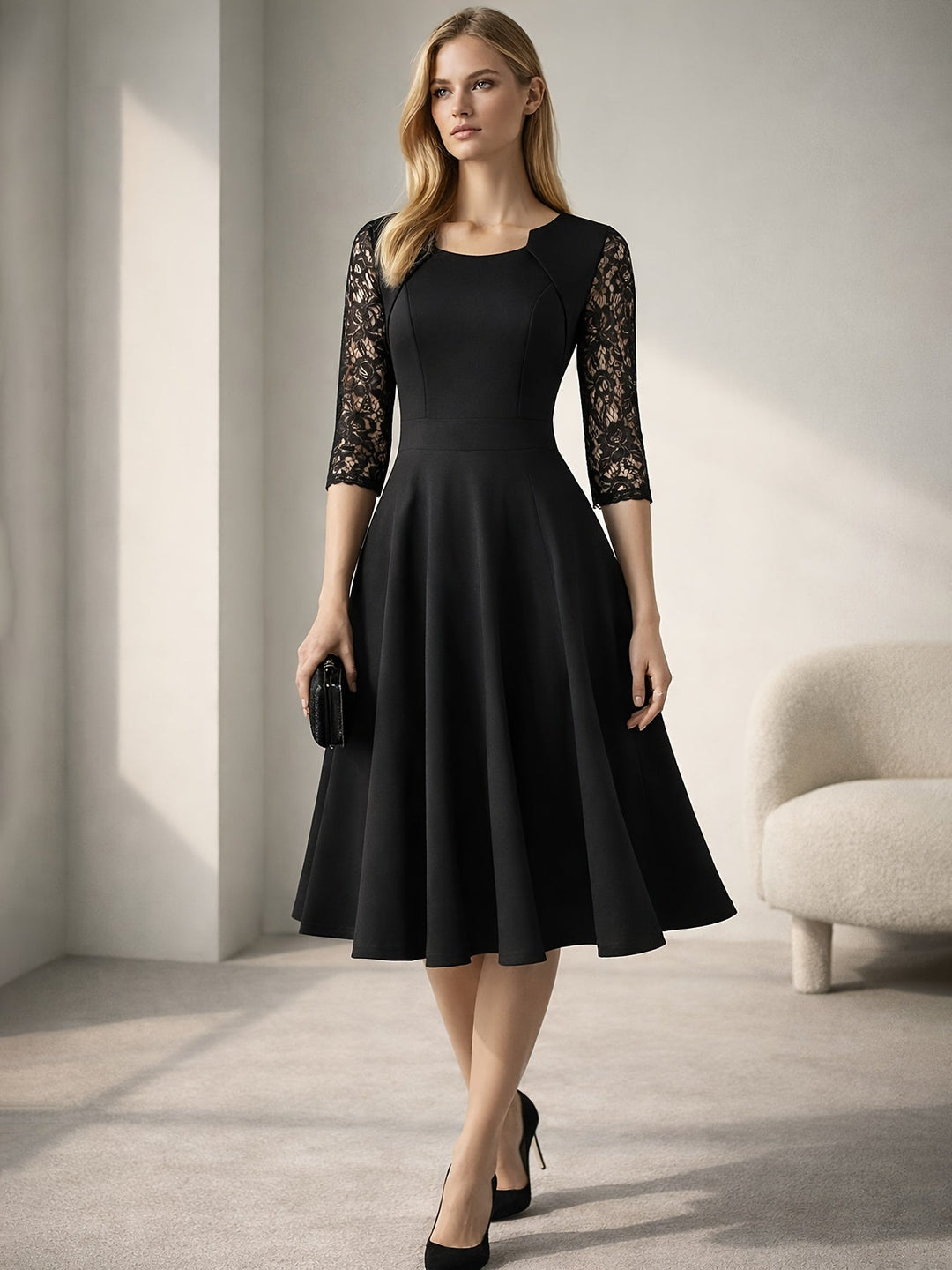 Elegant Lace Midi Dress for Women – view 2