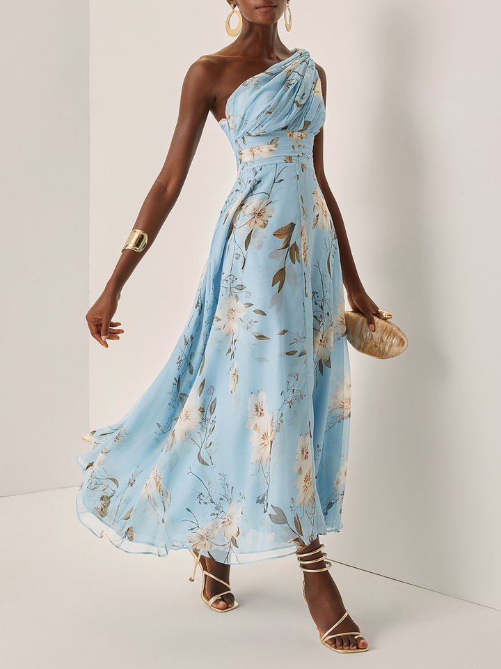 Elegant Light Blue Floral Maxi Dress for Women – view 2