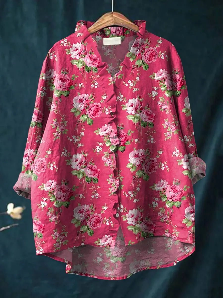 Elegant Pink Floral Blouse for Women
