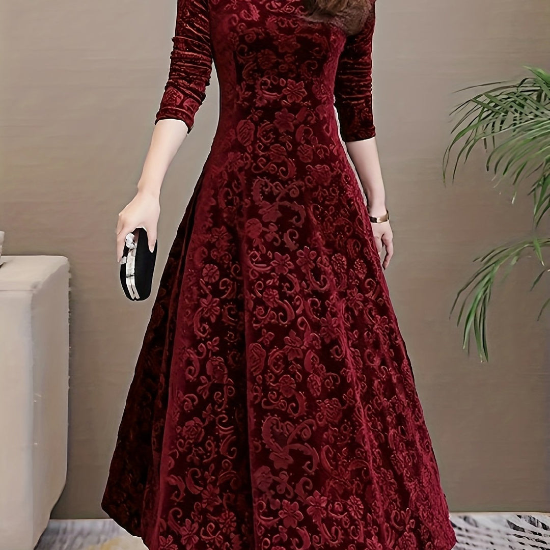 Elegant Velvet Floral Maxi Dress for Women – view 11