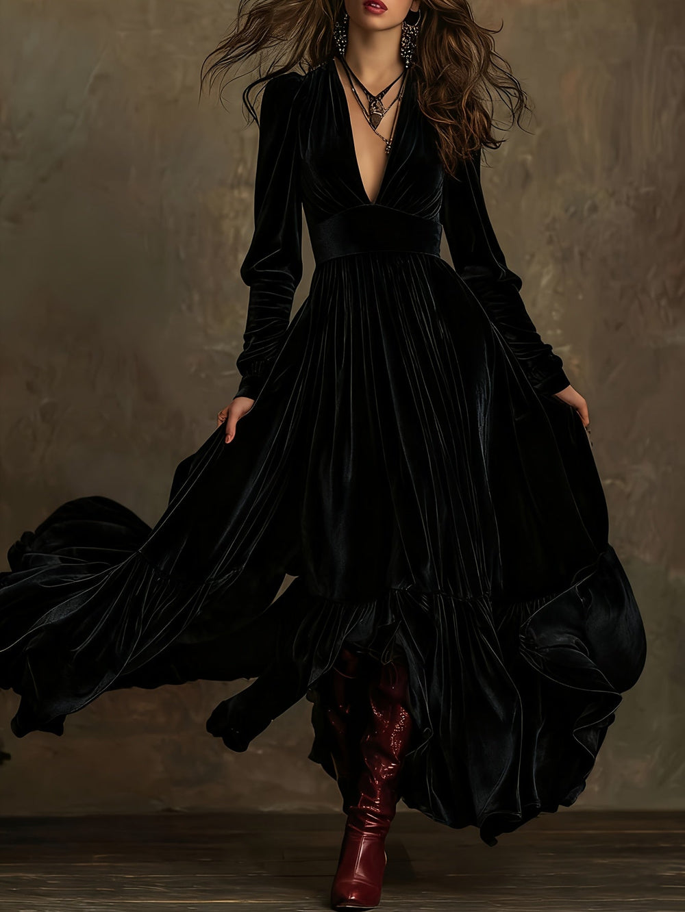 Elegant Velvet Maxi Dress for Women – view 2