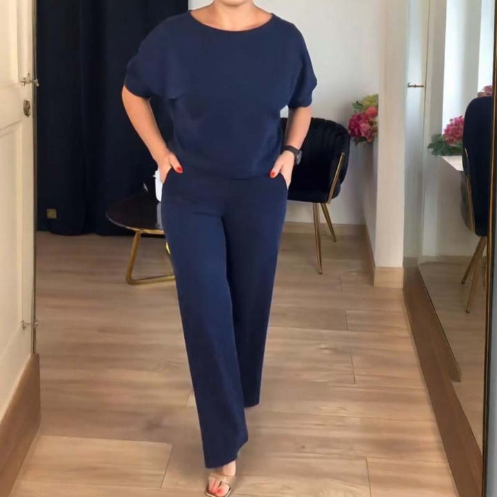 Elegant Three Piece Set for Women with Open Front Duster Cardigan Sleeveless Top Wide Leg Pant Formal Style
