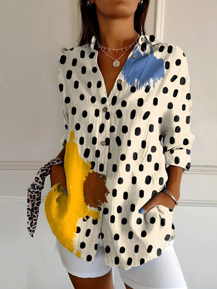 Effortless Floral Print Blouse for Women with Collar Long Sleeve Button Front Relaxed Style