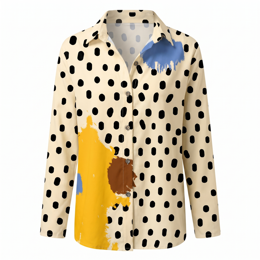 Effortless Floral Print Blouse for Women with Collar Long Sleeve Button Front Relaxed Style