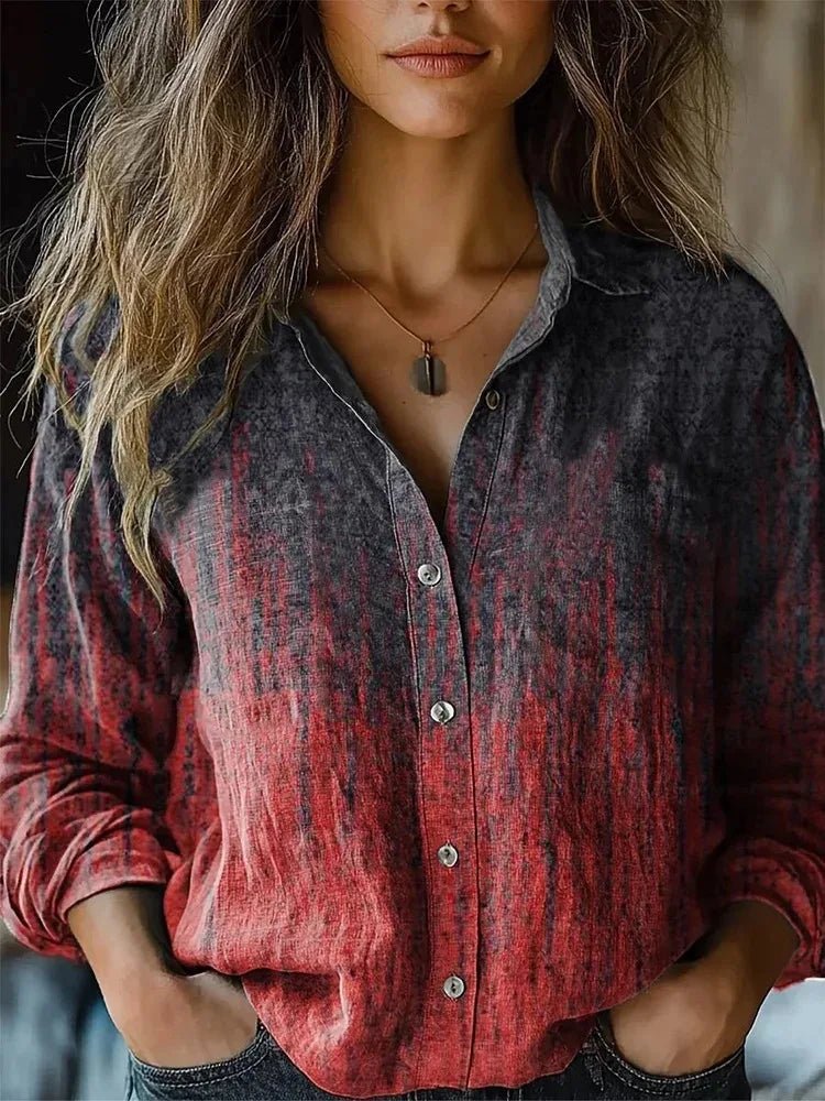 Effortless Paisley Print Blouse for Women with Collar Long Sleeve Button Front Relaxed Bohemian Style