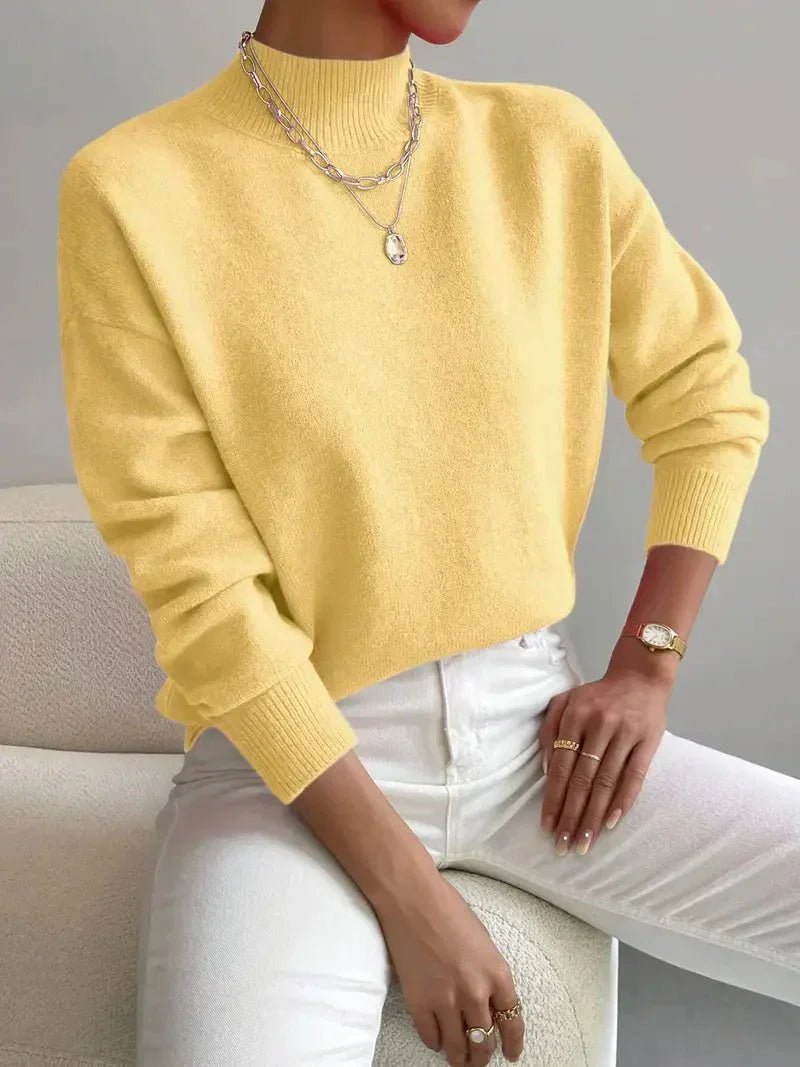 Comfortable Mock Neck Sweater for Women with Long Sleeve Relaxed Oversized Knit Style