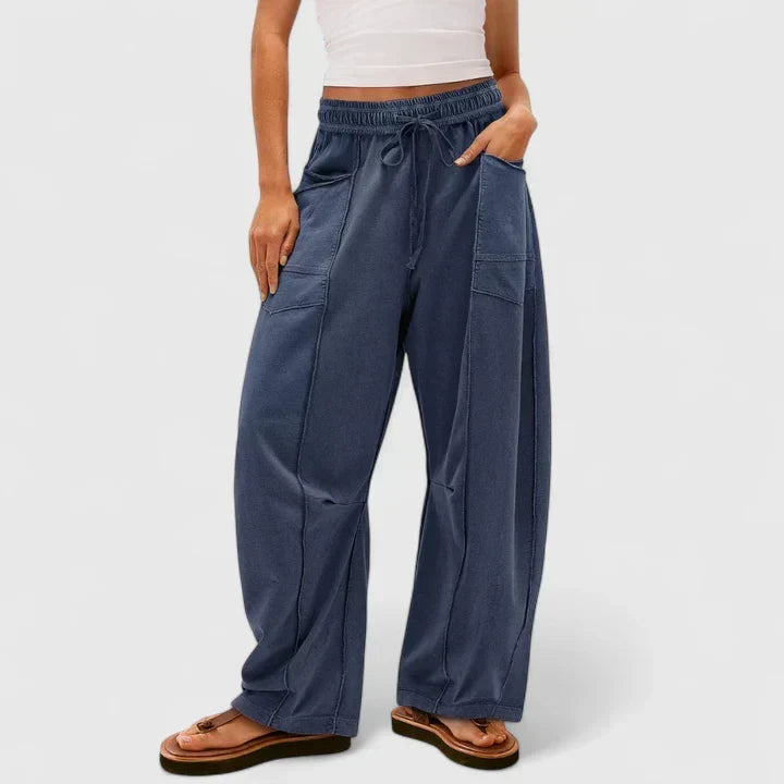 Effortless Wide Leg Cargo Pants for Women with High Waist Drawstring Patch Pocket Relaxed Style