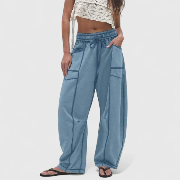 Effortless Wide Leg Cargo Pants for Women with High Waist Drawstring Patch Pocket Relaxed Style